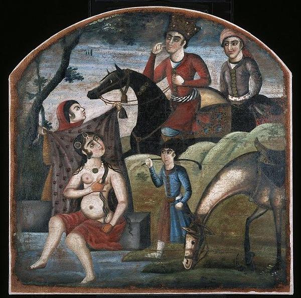 unknow artist Khusraw Discovers Shirin Bathing, From Pictorial Cycle of Eight Poetic Subjects oil painting picture